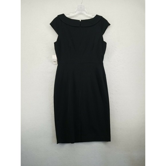 NEW YORK & COMPANY WOMENS DRESS BLACK 6 CAP SLEEVE SQUARE NECK LINED FITTED - Picture 11 of 13